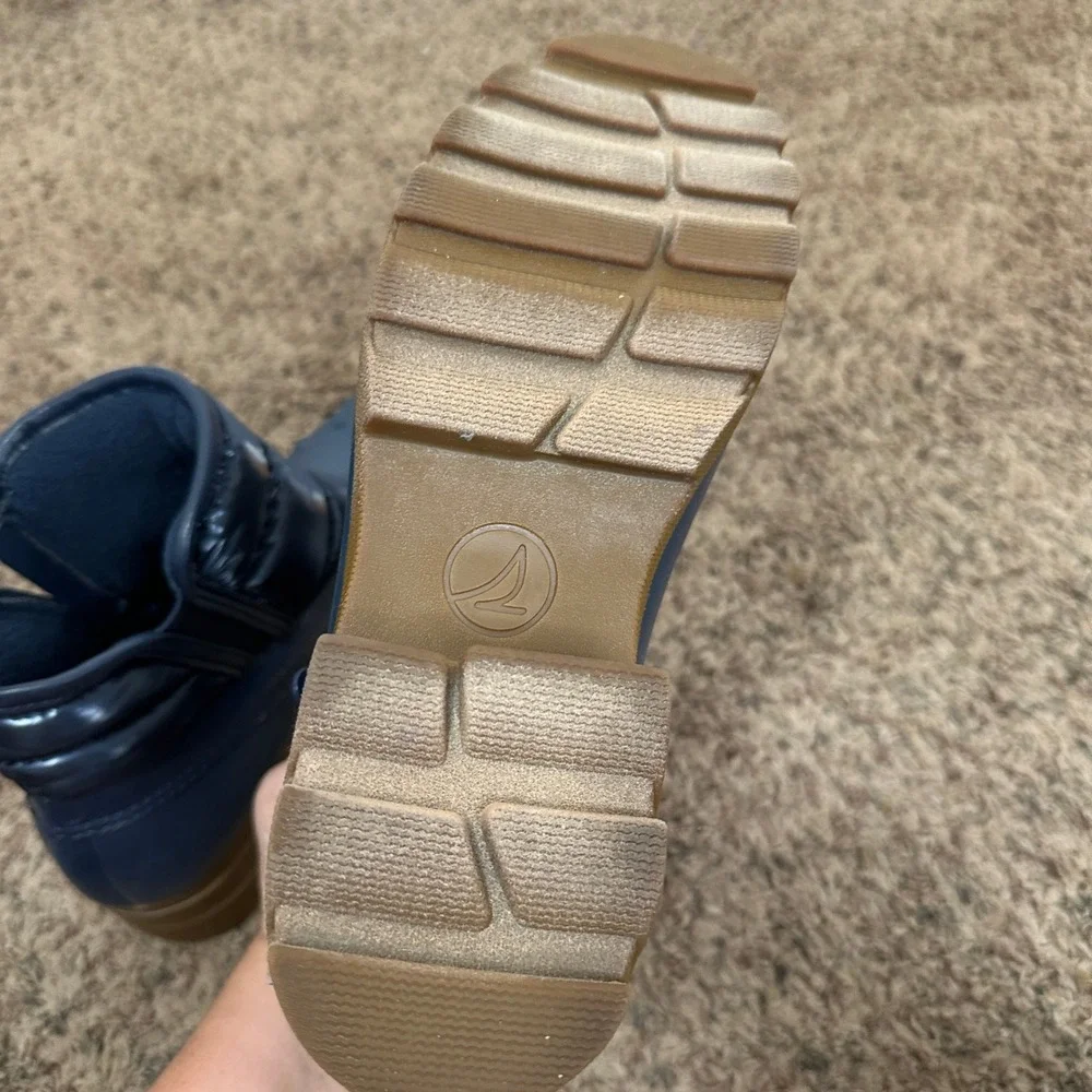 Sperry Maritime Repel Navy Blue Quilted Puffer Duck Boots STS89335 Womens 9.5